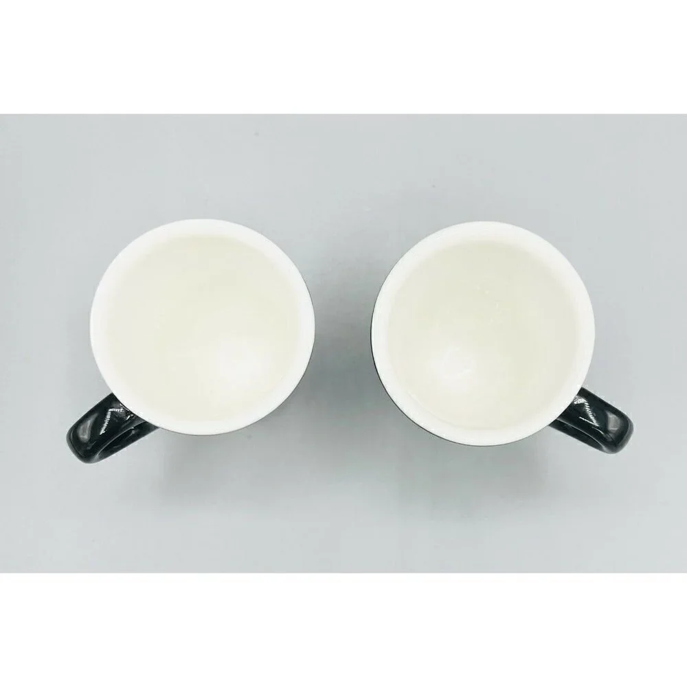 2 Tognana Porcelain Espresso Shot Mugs Cups Black Made in Italy Coffee Bar 3”